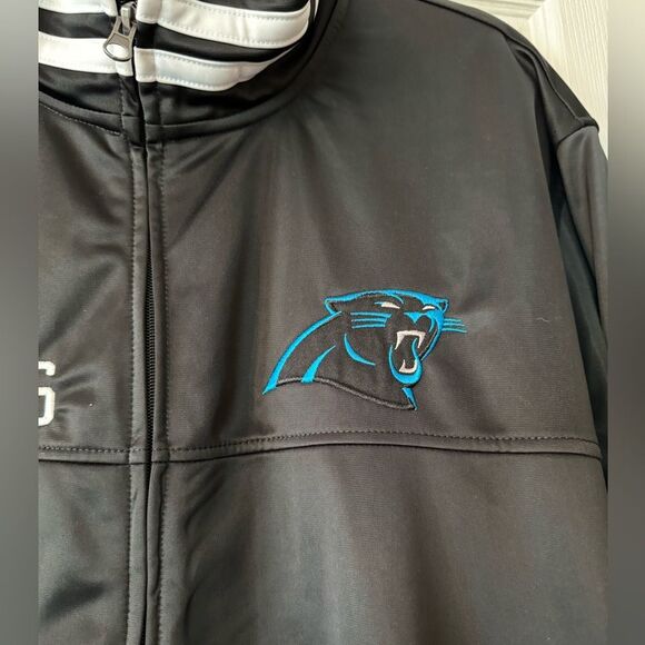 NFL Carolina Panthers Track Style Jacket Black white stripes - Picture 5 of 6